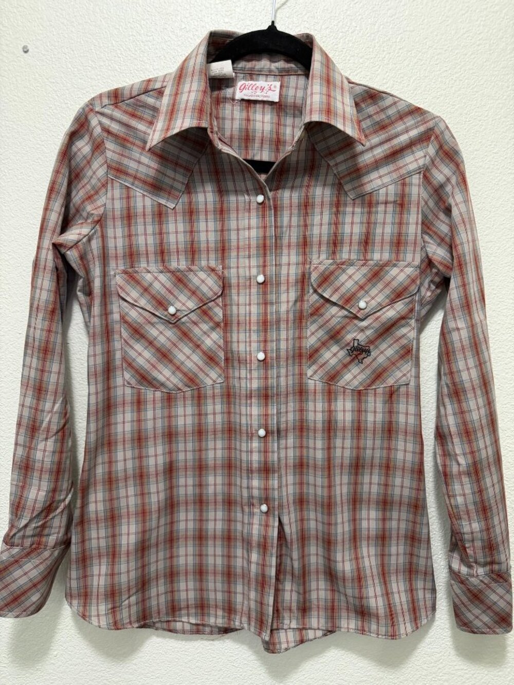 Gilley's vintage plaid western shirt, pearl snap, long sleeve, collared, small - Picture 1 of 6